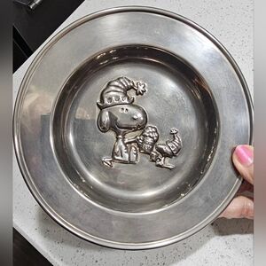 Snoopy & Woodstock Toast with ROOT BEER  7" Plate 1966 Silverplate Vintage